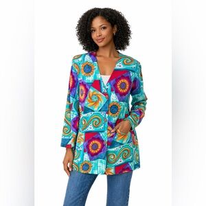 Vintage 90s Maggie Sweet Abstract Art Print Blazer Jacket